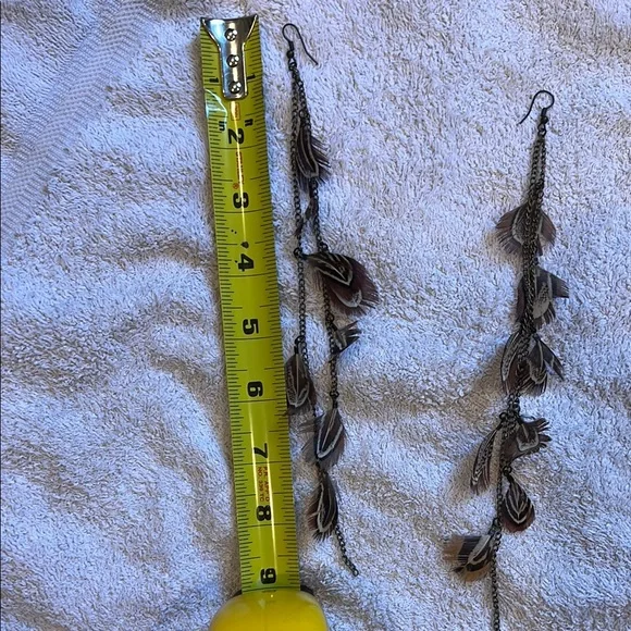 Long Feather and Chain Earrings - Picture 3 of 3